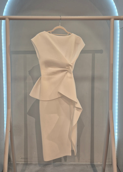 Midi haljina od "skuba" materijala s volanom