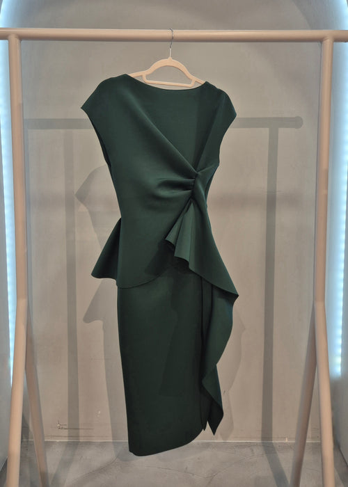 Midi haljina od "skuba" materijala s volanom