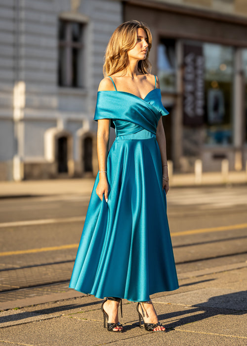 Midi satenska haljina za svečane prilike