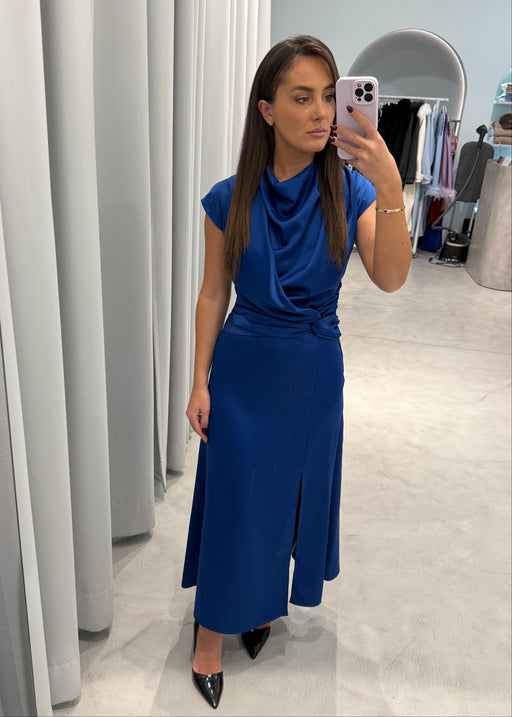 Midi haljina kratkih rukava s prorezom