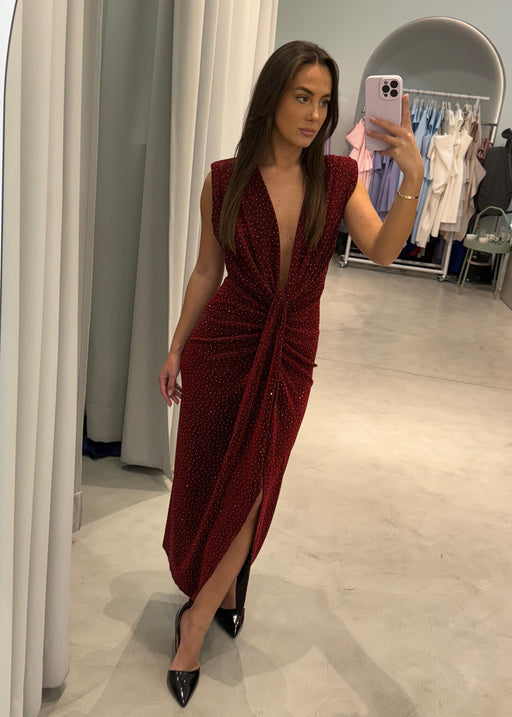 Haljina sa šljokicama, dubokim izrezom za novogodišnju večer